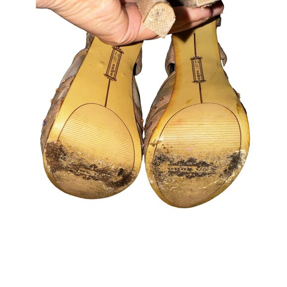 Zigi Soho Jaslene 9 Beige Studded High Heel Platform Peep Toe Shoes‎ Sexy Y2K - Picture 9 of 9